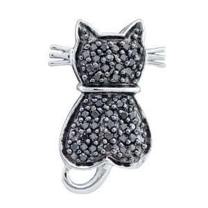  14K White Gold Diamond Cat Pendant Contains 0.25CT Of Rich 