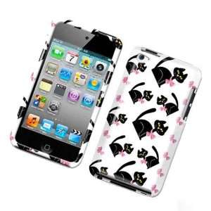  White with Black Kitty Cat and Pink Bow Snap on Apple Ipod 
