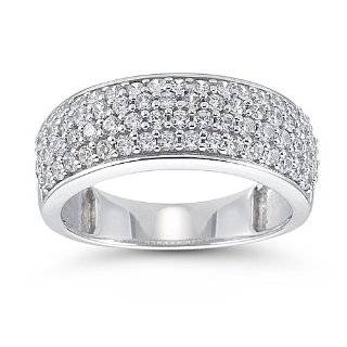 Size  4   14k White Gold Round Diamond Pave Dome Ring Band 1.30ct (G H 