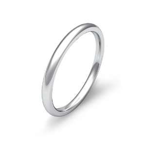   Mens Dome Wedding Band 2mm Heavy & Comfort Fit 18k White Gold Ring (4