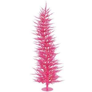  5 Pre Lit Whimsical Pink Artificial Laser Christmas Tree 