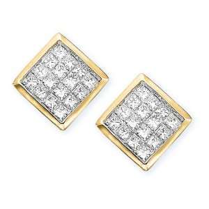   14K Yellow Gold 2 ct. Princess Cut Diamond Earrings Katarina Jewelry