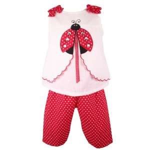   Editions Baby Girls Red White Polka Dot Ladybug Capri Pant Set Baby