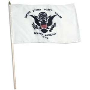  US Coast Guard Flag 12in x 18in Mounted on 24in Wooden 