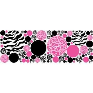 Pink Leopard / Cheetah and Zebra Print Polka Dots Wall 