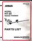 FACTORY HOMELITE HT 23 HEDGE TRIMMER ASSEMBLY & DISASSEBLY PARTS 
