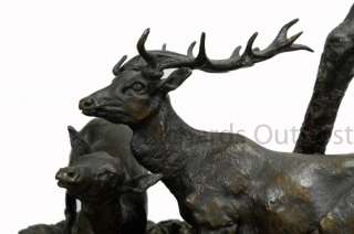 Antique Bronze P J MENE nature scene deer stag C1850 fine genuine 