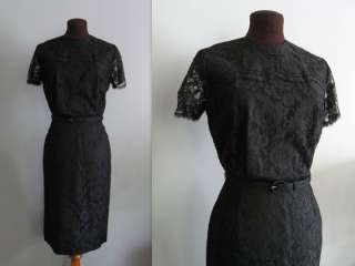 1960s Nelly Don dress, black lace   pencil skirt   cocktail career, 27 