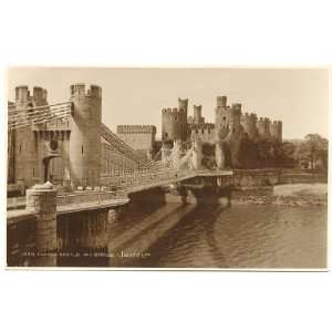 1930s Vintage Postcard Conwy Castle and Bridge Conwy Wales UK