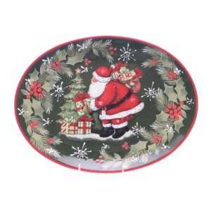 Certified International Vintage Santa Oval Platter, 16 Inch by 12 Inch