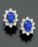 10k White Gold Earrings, Sapphire (1 1/3 ct. t.w.) and Diamond Accent 