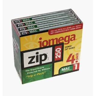  Iomega 11067 Zip 250 MB Disks Mac Formatted (4 Pack 