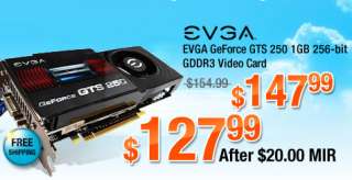 EVGA GeForce GTS 250 1GB 256 bit GDDR3 Video Card