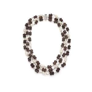  Classic Doublet Style Triple strand Necklace with White 