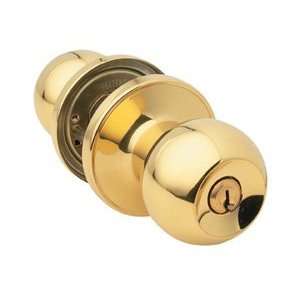  Ball Entry Tubular Door Knob in Bright Brass