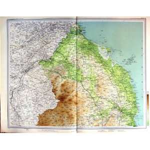    1903 Colour Map Berwick Alnwick Holy Island Wooler