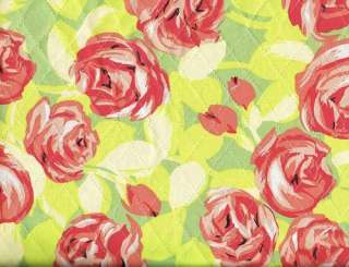 Pre Quilted Fabric Amy Butler Love #8 Tangerine Tumble Rose Sandlewood 
