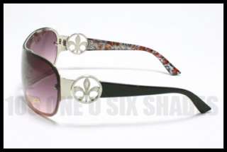   DE LIS Womens Shield Rimless Sunglasses BLACK w/ Pink Animal Print
