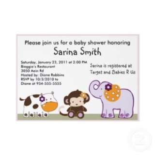 Jacana Jungle Animals Baby Shower Invitations invitation