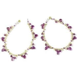  Amethyst and Peridot Anklets (Price Per Pair)   Sterling 