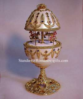Russian Imperial Musical Animated Carousel Egg w/Case  