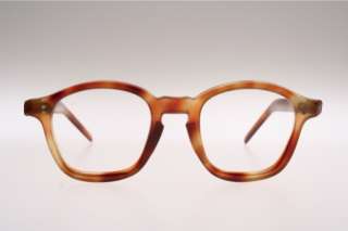 Antique small demi blond mixed rectangular acetate Panto eyeglasses 