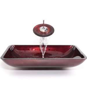 Kraus Glass Vessel Sink and Faucet CGVR200RE10CHAB KC. 21.8L x 14.3 