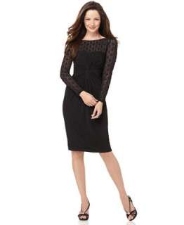 Maggy London Dress, Long Sleeve Lace Boat Neck