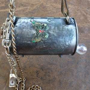 Steampunk pocket watch clutch Purse Clock compass pendant locket charm 