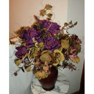  Violet Peonies Fall Silk Floral Arrangement