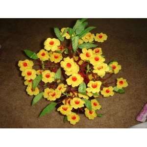 Plastic Artificial Yellow Flower Tree (Hoa Mai) Couple Simple Assembly 