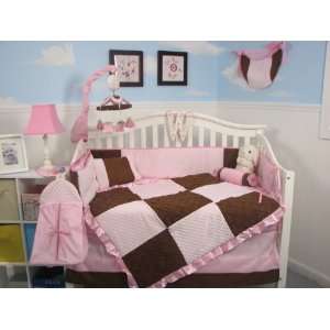  SOHO Pink Asian Silky 10pc Baby Crib Bedding Set