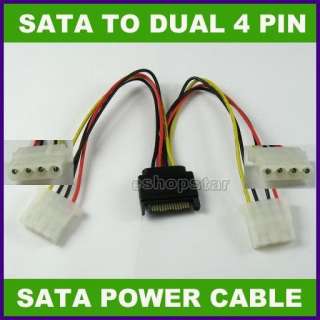 Serial ATA SATA 15P to 4P Dual IDE Power Adapter Cable  