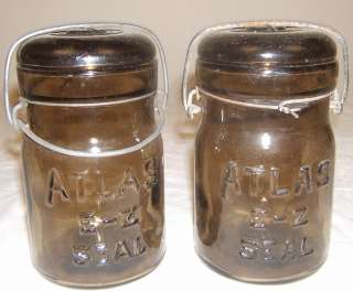 Old Atlas EZ seal fruit canning jar amber glass pt NR lot  