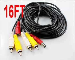 New 16FT 5M Video Audio Power Cable With RCA Male For CCTV Security 