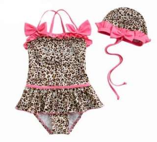  Toddler Girls Swimsuit / Bath Suit, Leopard Animal Print 