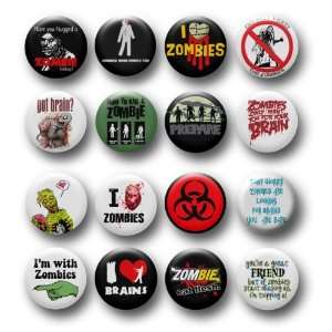   25 Inch) Funny Zombie Pinback Buttons/Pins/Badges 