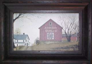 COUNTRY RED BARN AMISH MADE QUILTS FRAMED WALL PRINT  