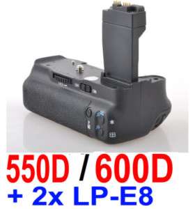 Battery Grip Pack for Canon Rebel T2i T3i + 2x LP E8  