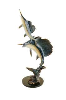 33 Bronze Double Sailfish Sail Away Sculpture  