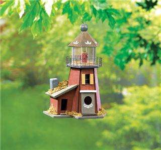 Lighthouse Outdoor Wood Bird House Yard and Garden Decoration New 