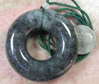 Black 100% Natural A Jade jadeite pendant Circle Donut 334512  