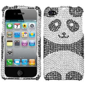   Silver Panda Diamond Bling Rhinestone Hard Case Cover iPhone 4 4G 4S