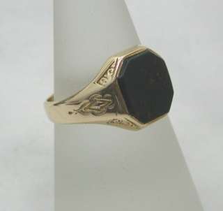 Gents Antique Heavy15ct Gold And Bloodstone Agate Signet Ring  