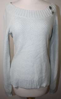 BOB TIMBERLAKE Aqua Gray Shimmer Boat Neck Sweater NWT S  