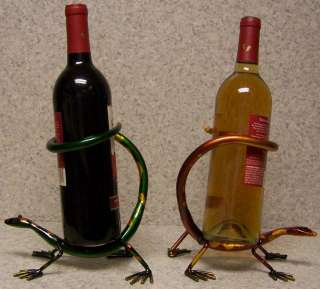 Wine Bottle Holder and/or Decorative Sculpture metal Desert Gecko 