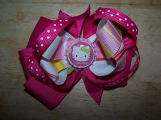 Boutique Girl Hair Bow baby toddler young Hello Kitty Pink bottlecap 