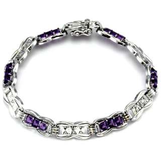 10k white gold amethyst diamond bracelet  