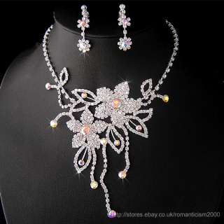 Wedding/Bridal crystal necklace earrings set S147  