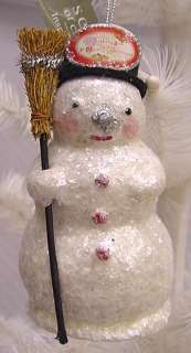 CHRISTMAS OH LITTLE SNOWMAN ORNAMENT WITH BROOM&TOP HAT  